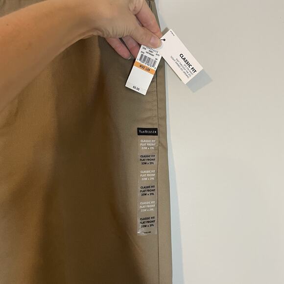 Van Heusen Non-Iron Flex Waistband Classic Fit Mens Dress Pants Tan Beige 33x29 - Picture 2 of 10